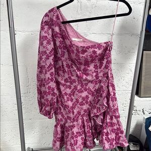 TALULAH Vibrant Pink Dress - Medium - One Shoulder Long Sleeve - LIKE NEW